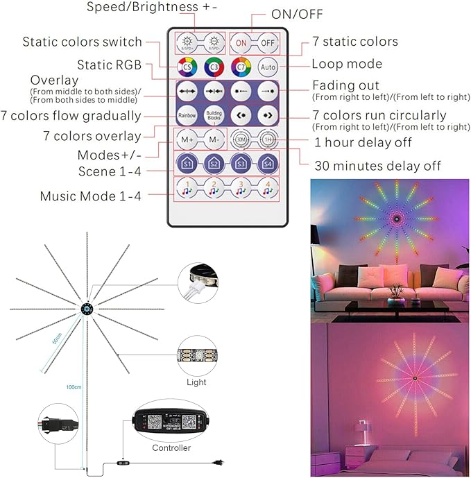 RGB Firework LED Strip with Music Sync