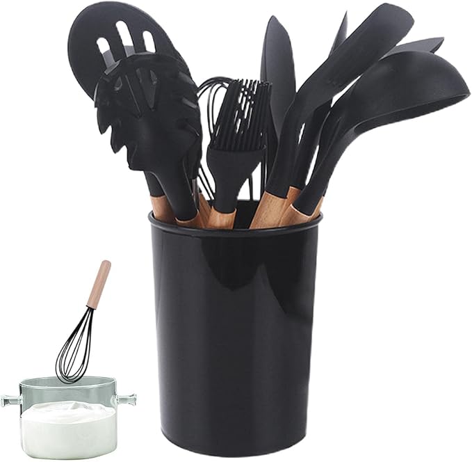 4-Piece Silicone Kitchen Utensil Set with Holder