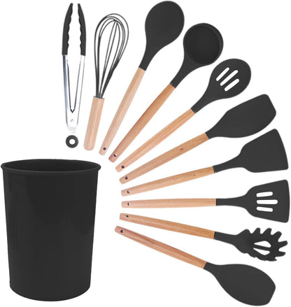 4-Piece Silicone Kitchen Utensil Set with Holder