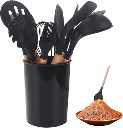 4-Piece Silicone Kitchen Utensil Set with Holder