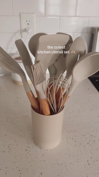 4-Piece Silicone Kitchen Utensil Set with Holder